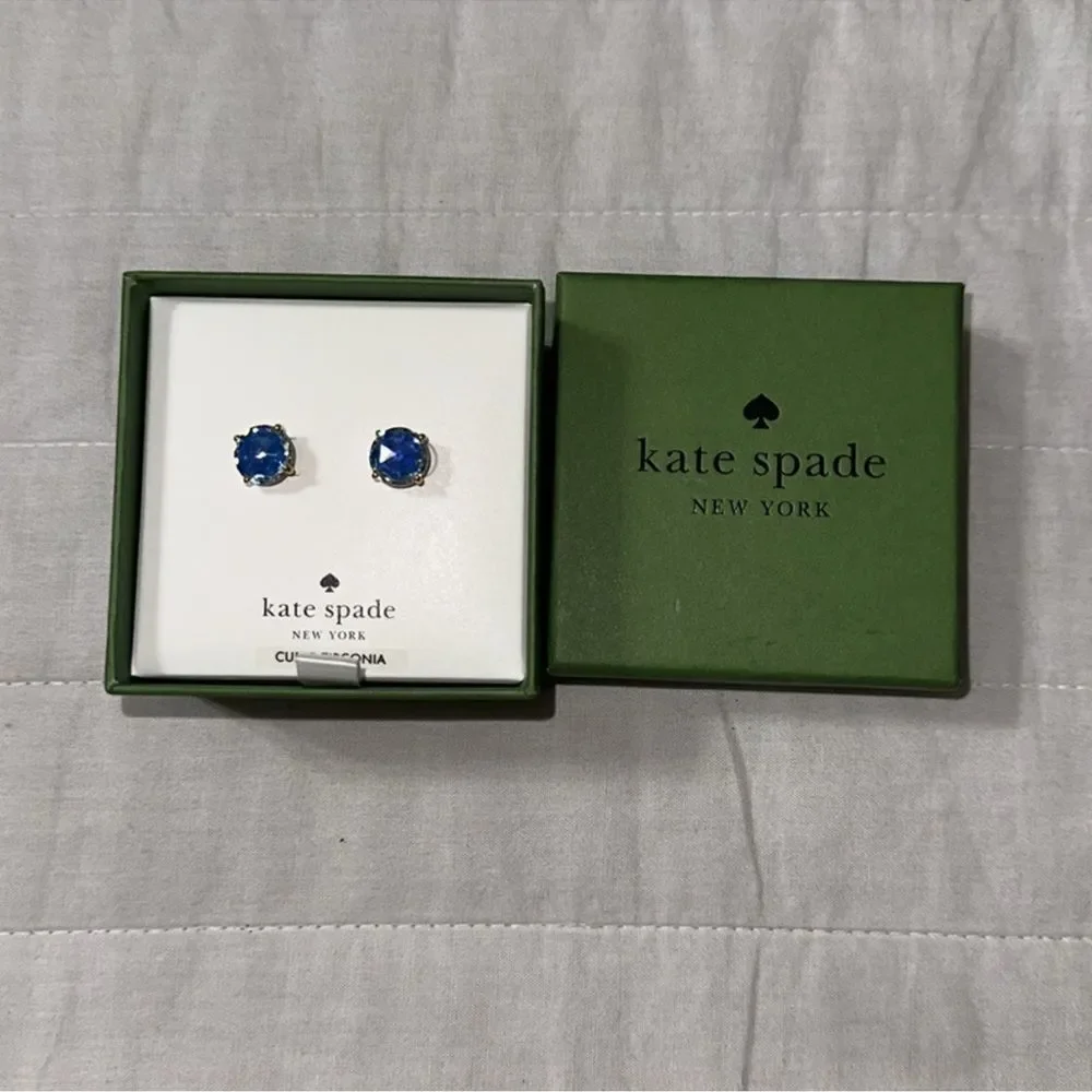 kate spade Boxed Black Brass Tone Round Cubic Zirconia Stud Earrings
